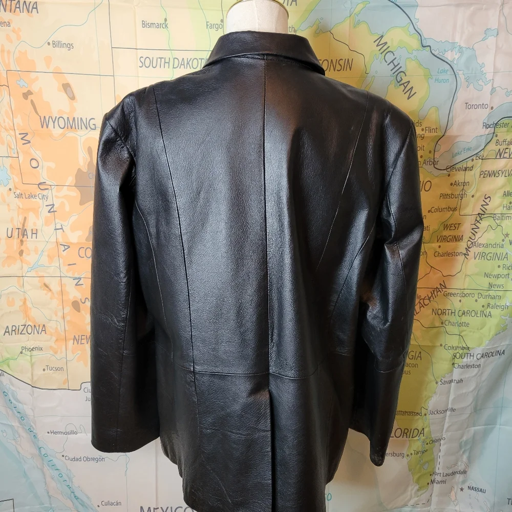Marc Mattis Black Leather Jacket Size XL Coat - Picture 7 of 15